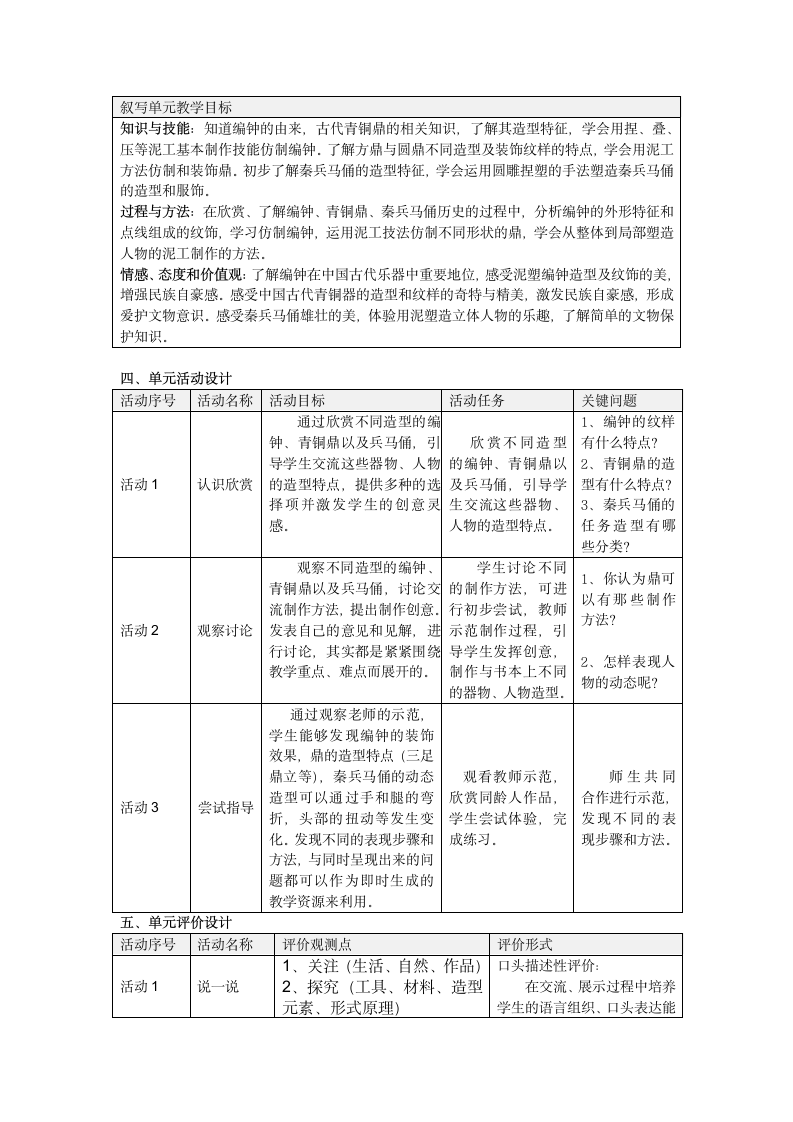 沪教版 四年级下册美术 第14课 青铜古鼎--古代瑰宝 教案（表格式）.doc第4页