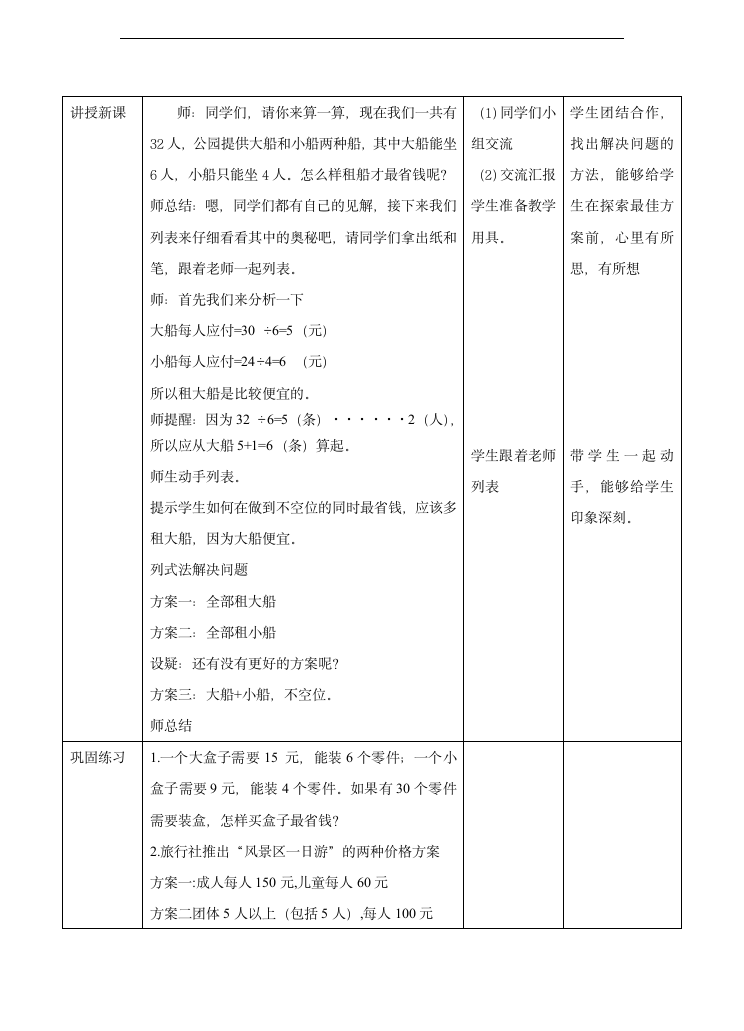 小学数学人教版四年级下册《解决实际问题—租船问题》教学设计.docx第2页