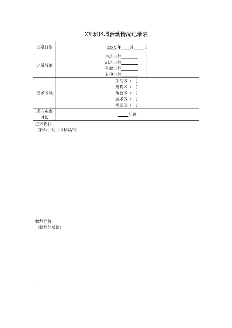 幼儿园班级区域活动情况记录表.docx第1页