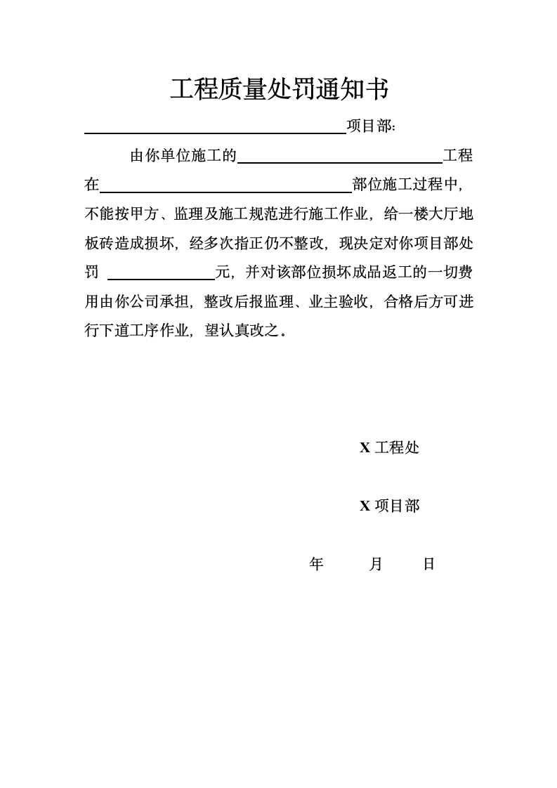 工程质量处罚通知书.docx