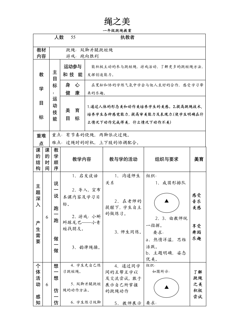 体育与健康人教1～2年级全一册跳绳教案.doc第1页