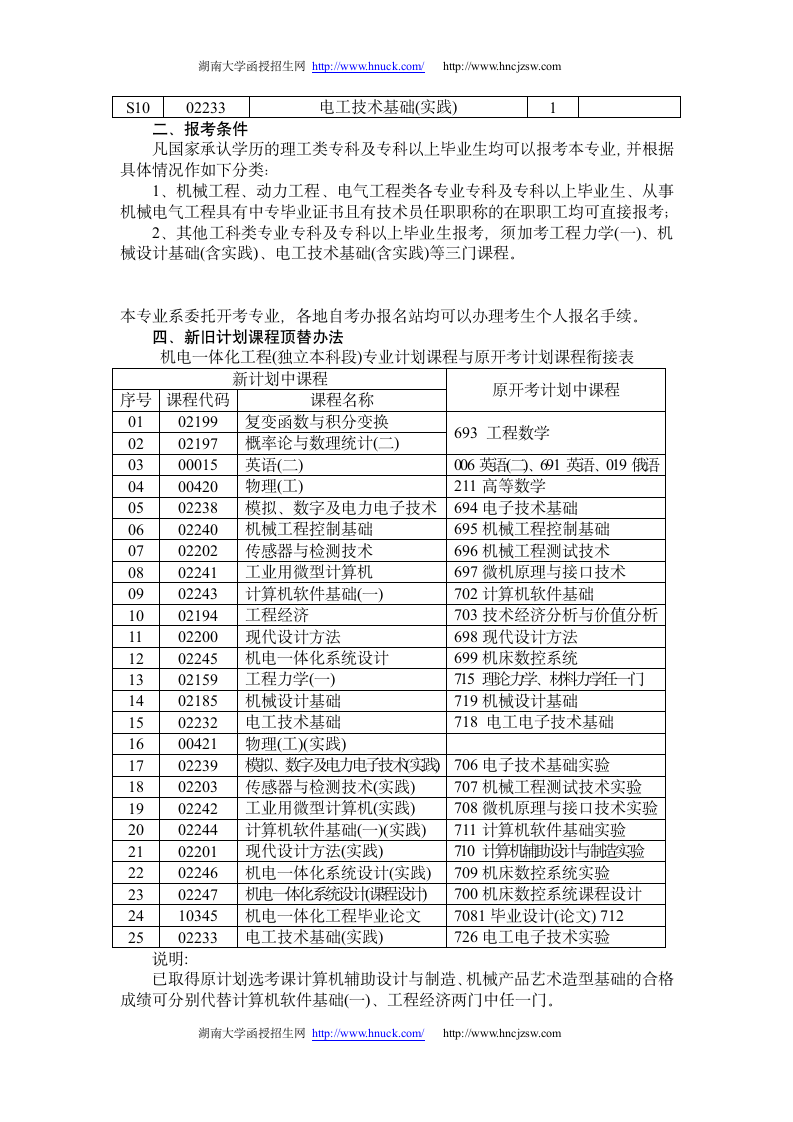 湖南大学自考招生简章第2页