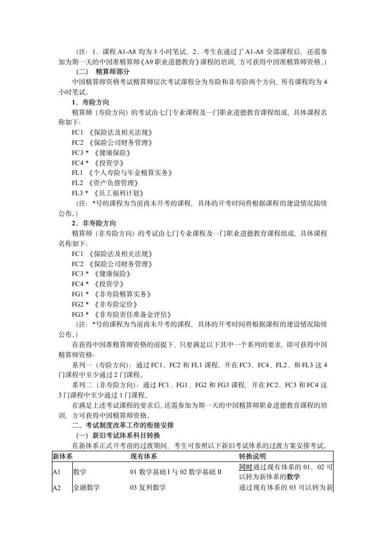 中国精算师资格考试体系改革方案第2页