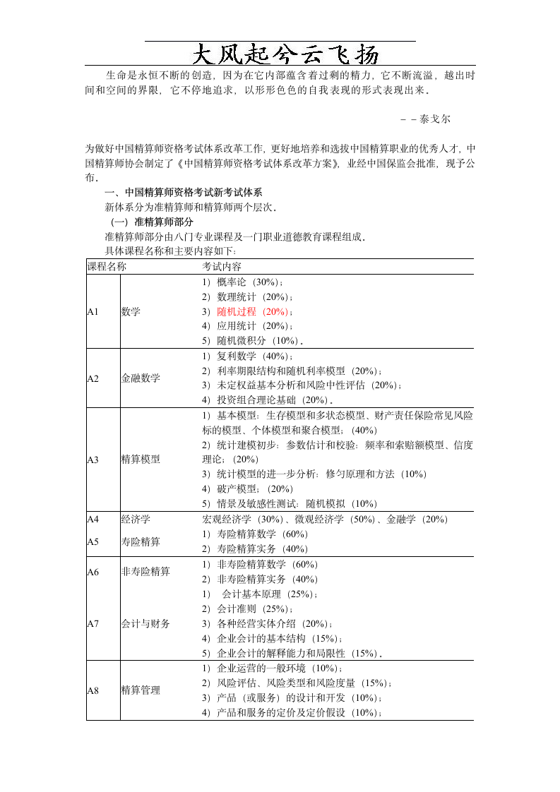 Aedkykj中国精算师资格考试体系改革方案第1页