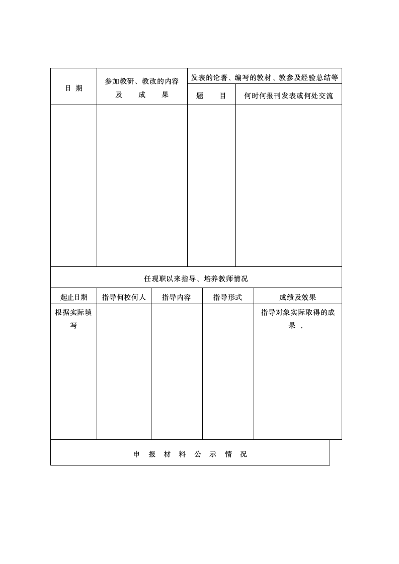 中小学教师职称资格评审表第7页