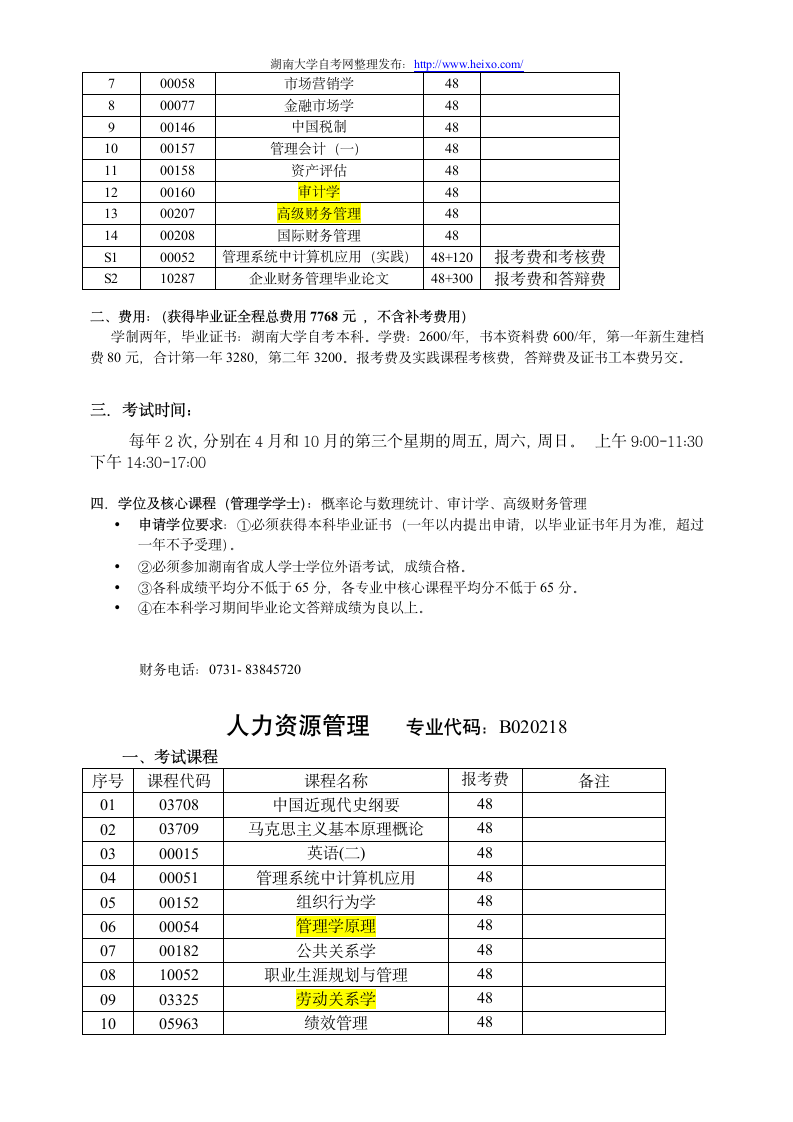 湖南大学自考各专业课程1第3页