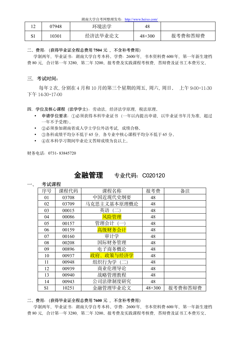 湖南大学自考各专业课程1第5页