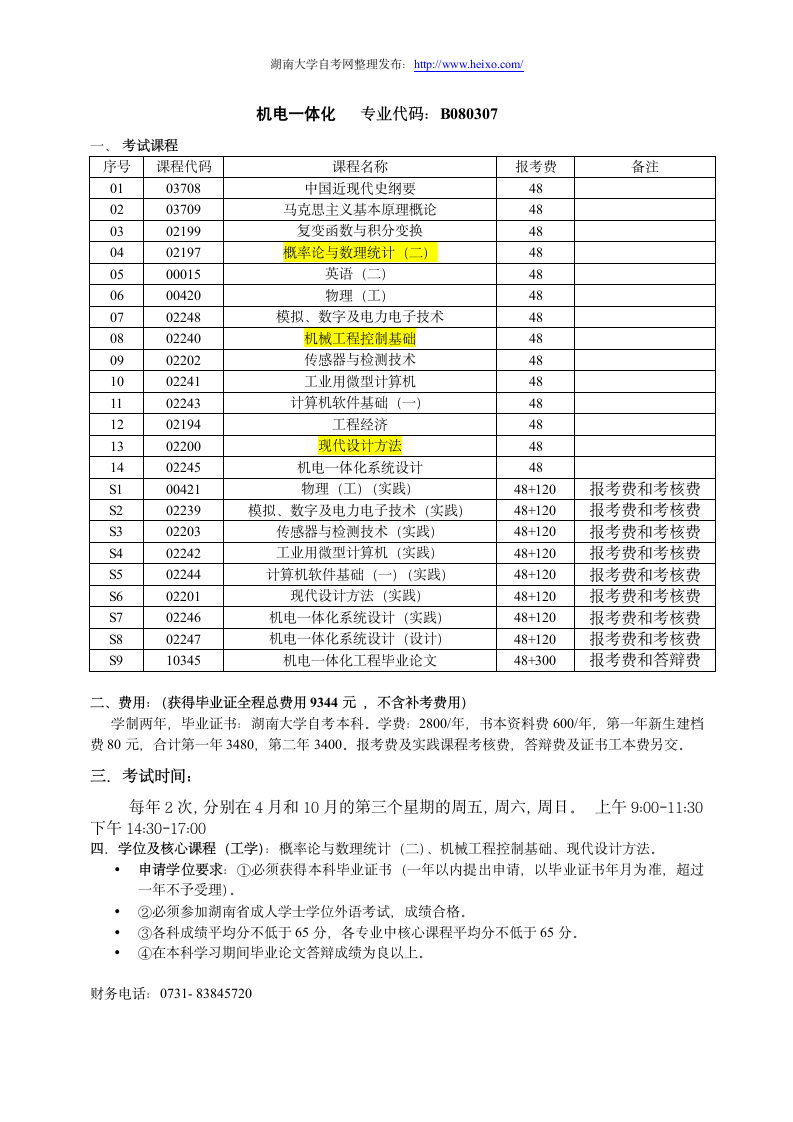 湖南大学自考各专业课程1第10页