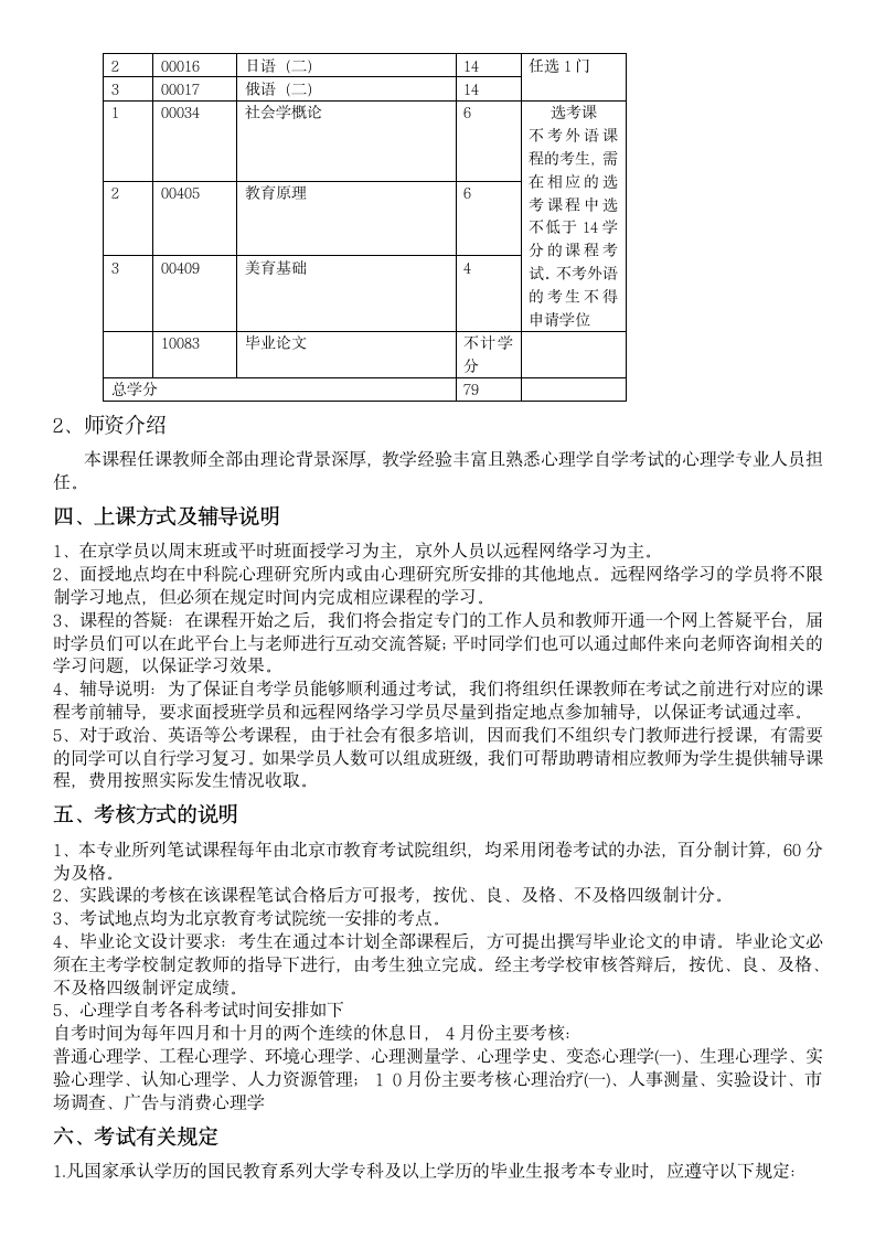 中国科学院心理研究所自考招生简章第2页