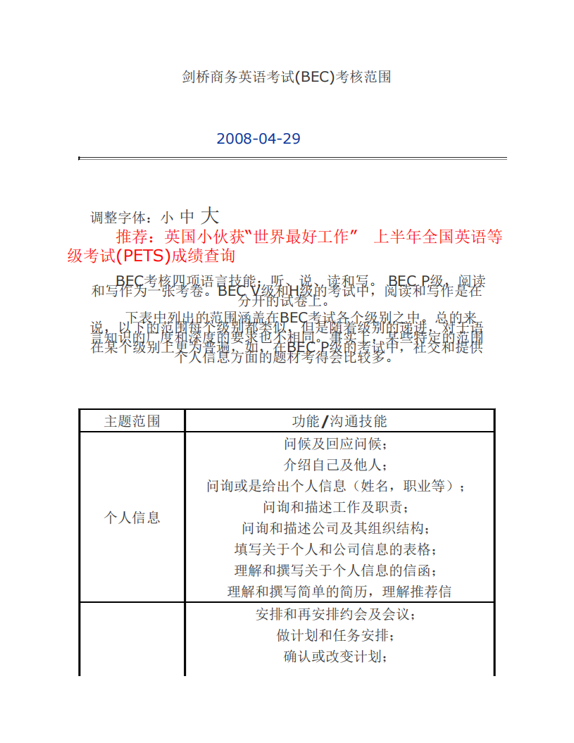 剑桥商务英语考试(BEC)考核范围第1页