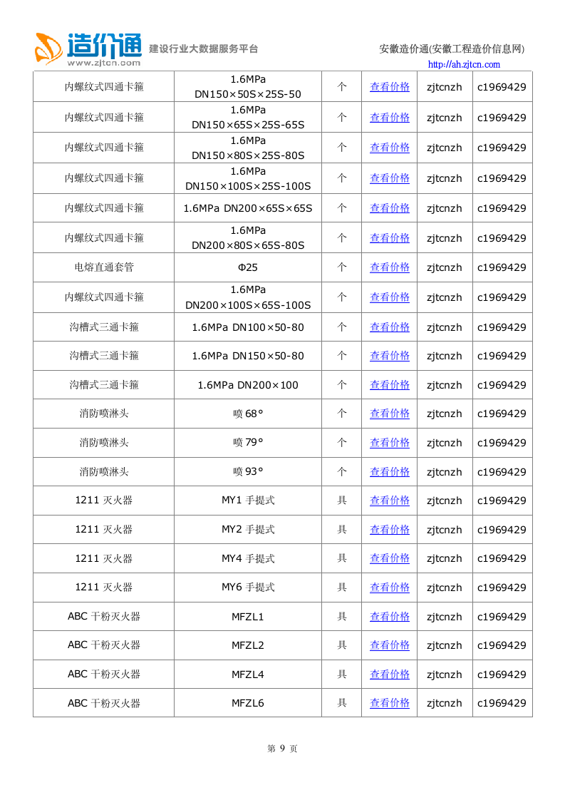 铜陵信息价,最新最全铜陵工程造价信息网信息价下载-造价通第9页