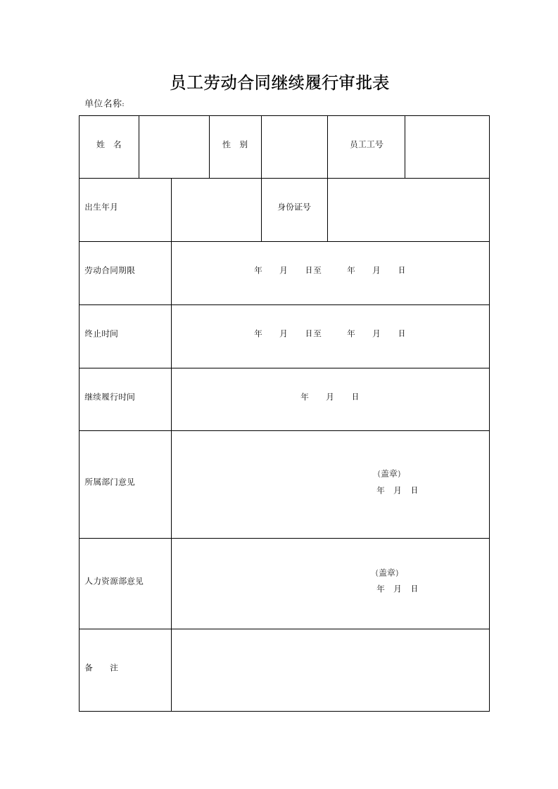 员工劳动合同继续履行审批表.docx第1页