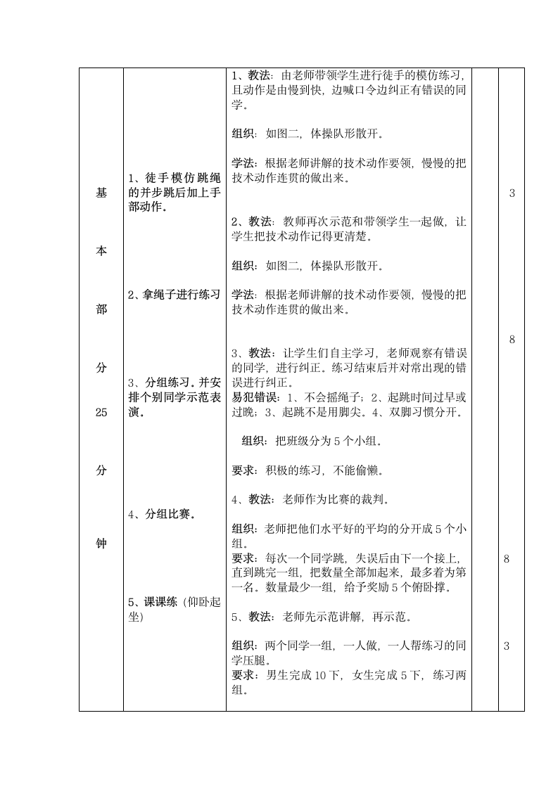 全国通用 五年级下册体育 原地并步跳绳  教案.doc第4页