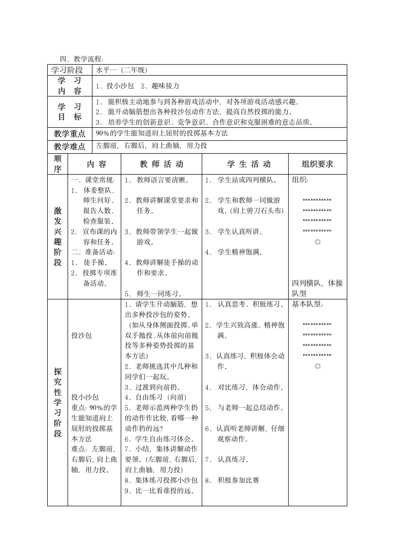 人教版 体育与健康二年级《投掷沙包》教学设计.doc第2页