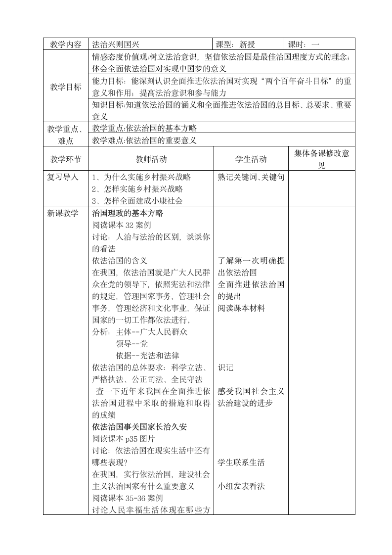 15.1 法治兴则国兴 教案（表格式）.doc第1页