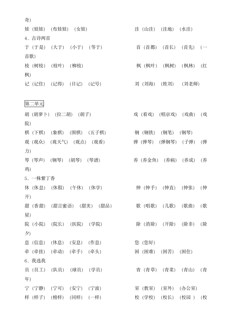 二年级上册生字表及组词整理.docx第2页