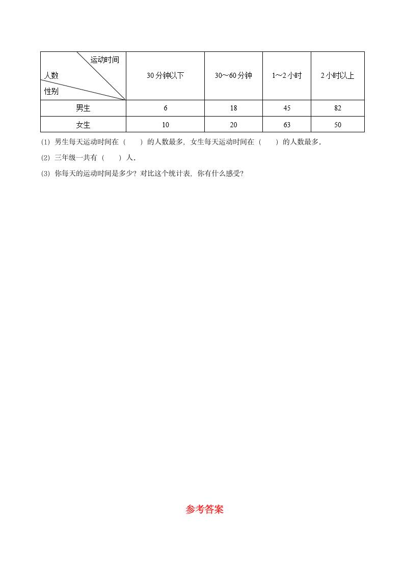 人教版小学数学三年级下册 3.《复式统计表》单元复习卷（含答案）.doc第6页