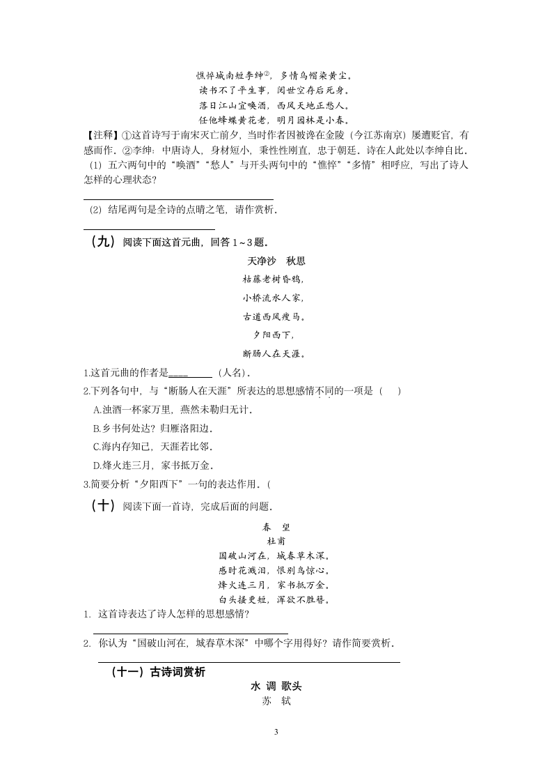 中考语文专题训练专题11：古诗词鉴赏.doc第3页