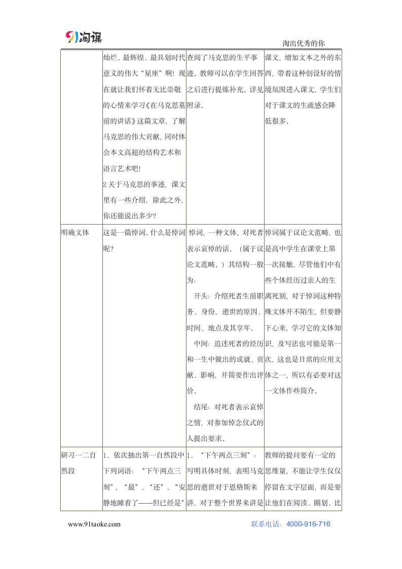 语文-部编版-必修下册-教学设计8：第10课 在马克思墓前的讲话.doc-第10课 在《人民报》创刊纪念会上的演说 在马克思墓前的讲话-第五单元-教学设计.doc第2页