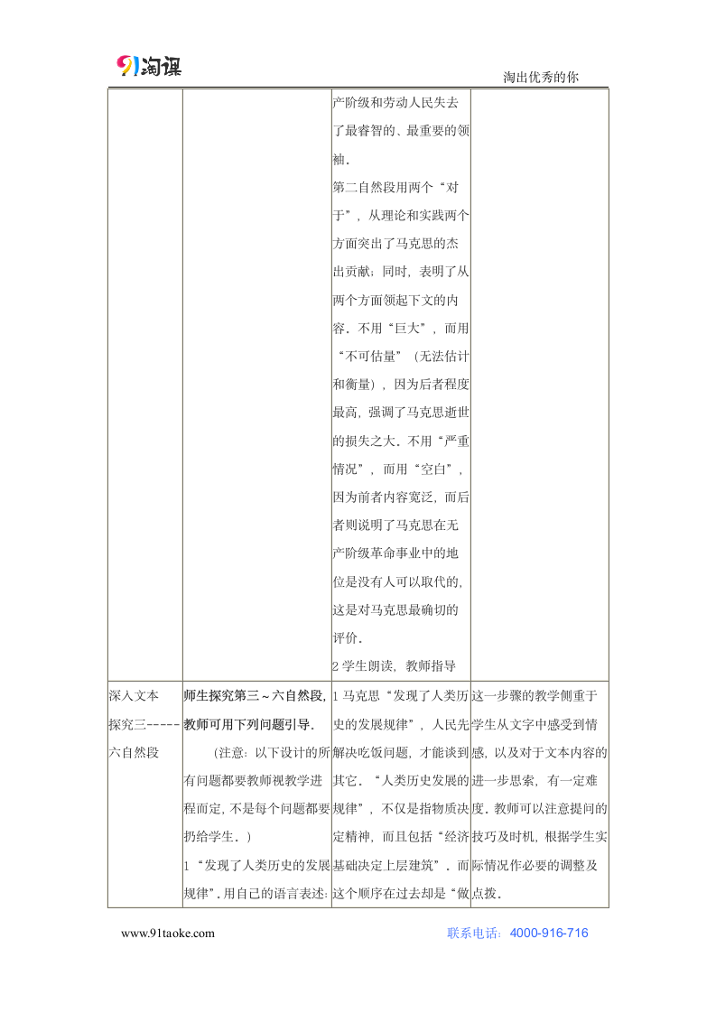 语文-部编版-必修下册-教学设计8：第10课 在马克思墓前的讲话.doc-第10课 在《人民报》创刊纪念会上的演说 在马克思墓前的讲话-第五单元-教学设计.doc第4页