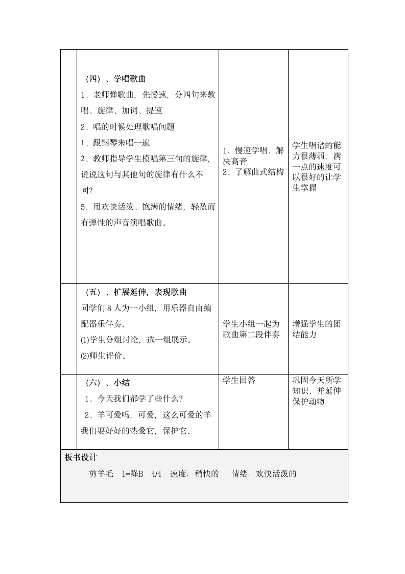 花城版 四年级上册音乐教案第9课歌曲《剪羊毛》（表格式）.doc第3页