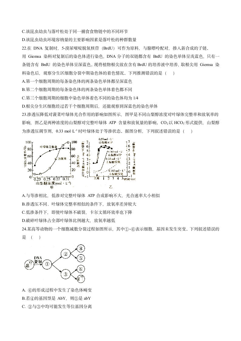 2021年浙江卷生物高考试题(高清图)第5页