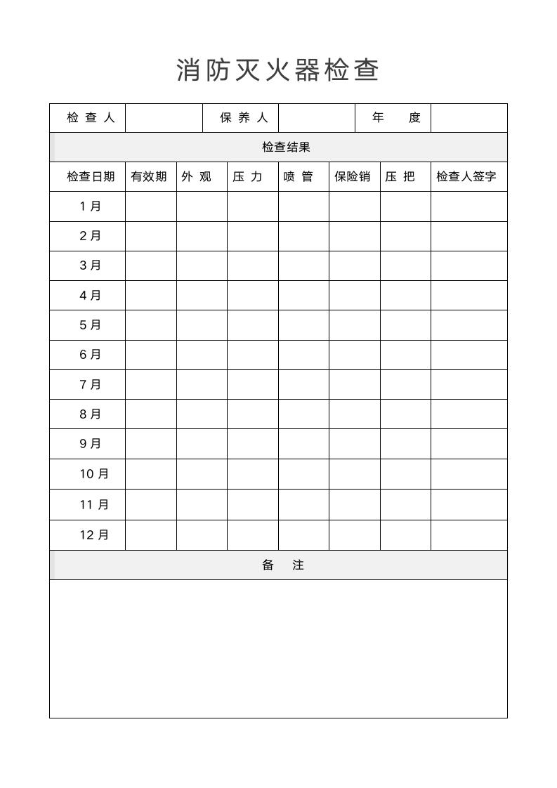 消防设施检查表灭火器检查记录表.docx第1页