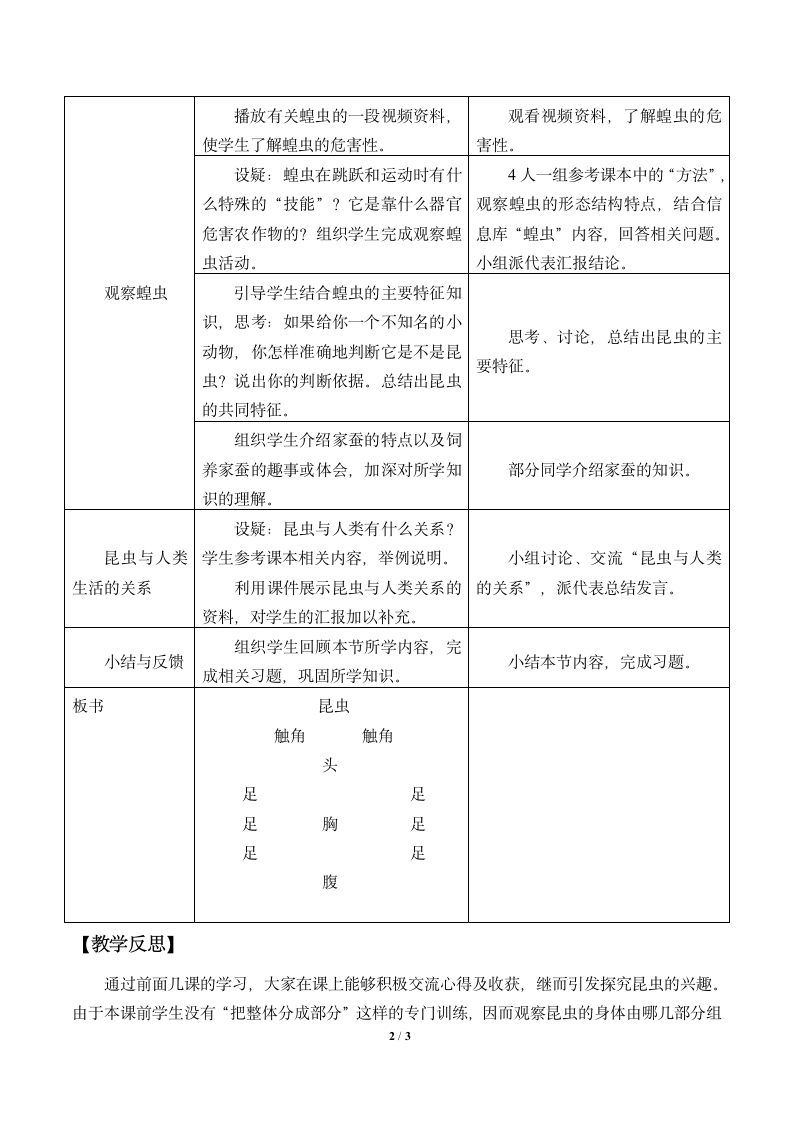 三年级上册科学教案－2.1  昆虫 湘教版.doc第2页