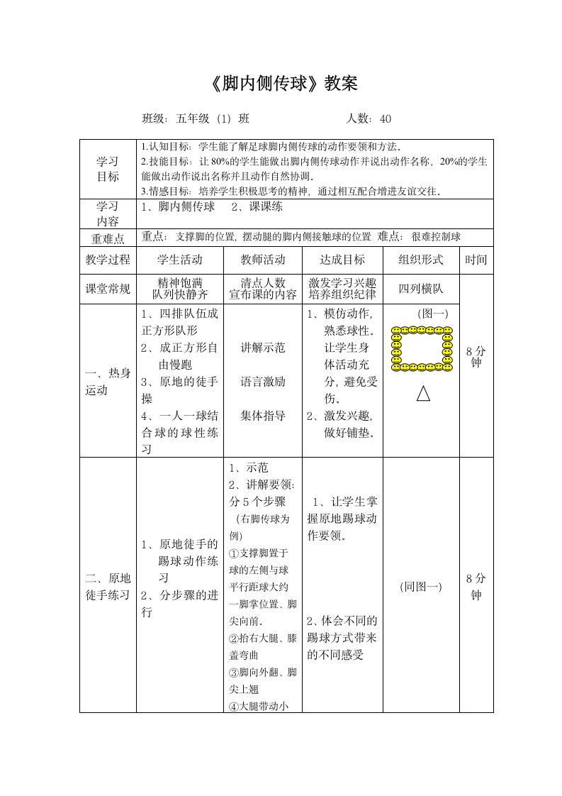 五年级体育教案 -脚内侧传球 全国通用.doc第1页