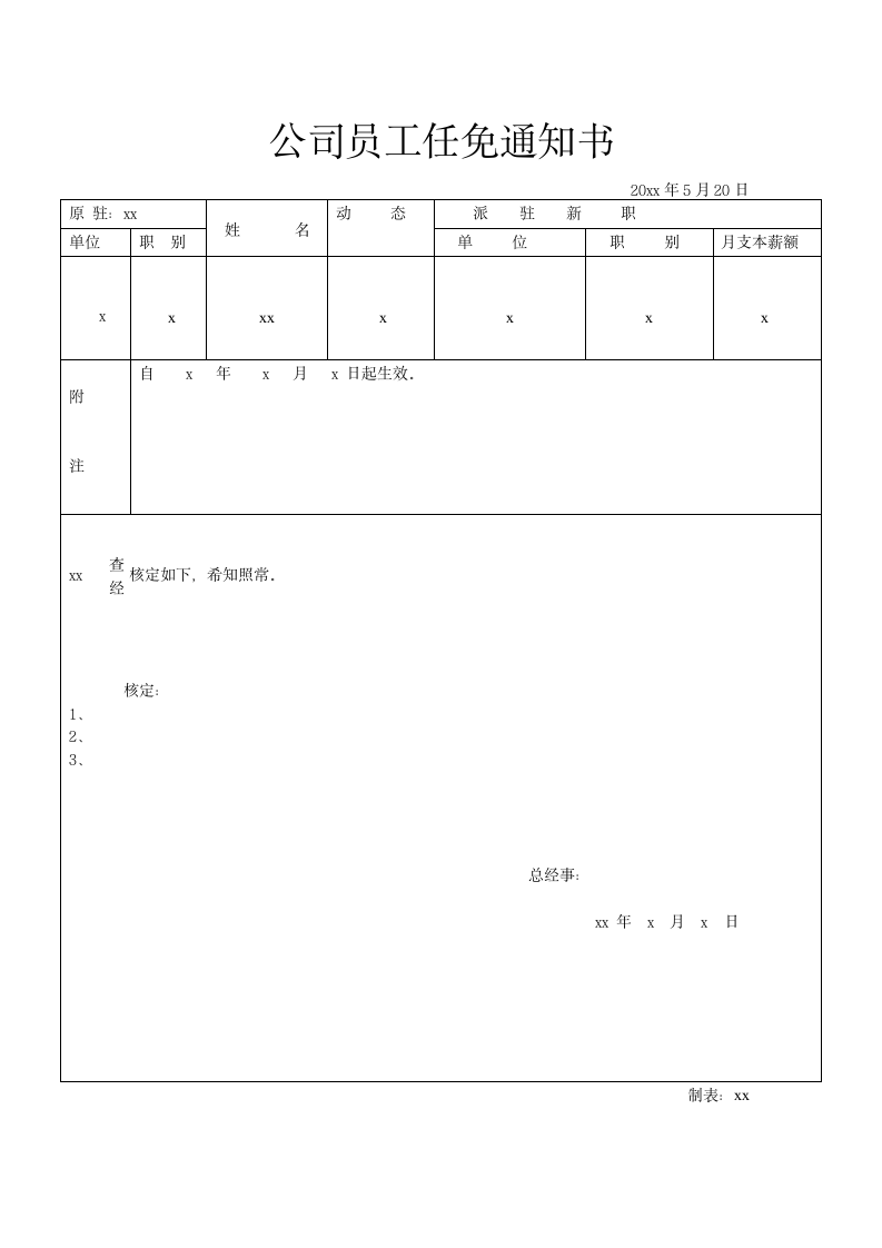 公司员工任免通知书.docx