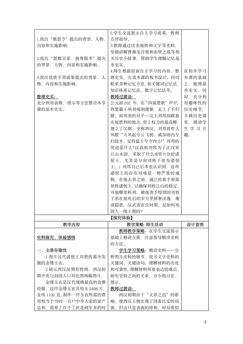 七年级历史上册第12课汉武帝巩固大一统王朝教案部编版.doc第2页