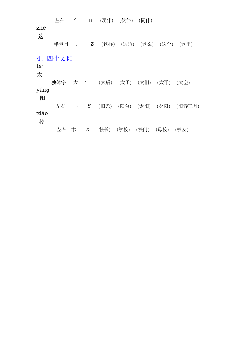 人教版小学一年级语文下册组词带拼音部首.doc第6页