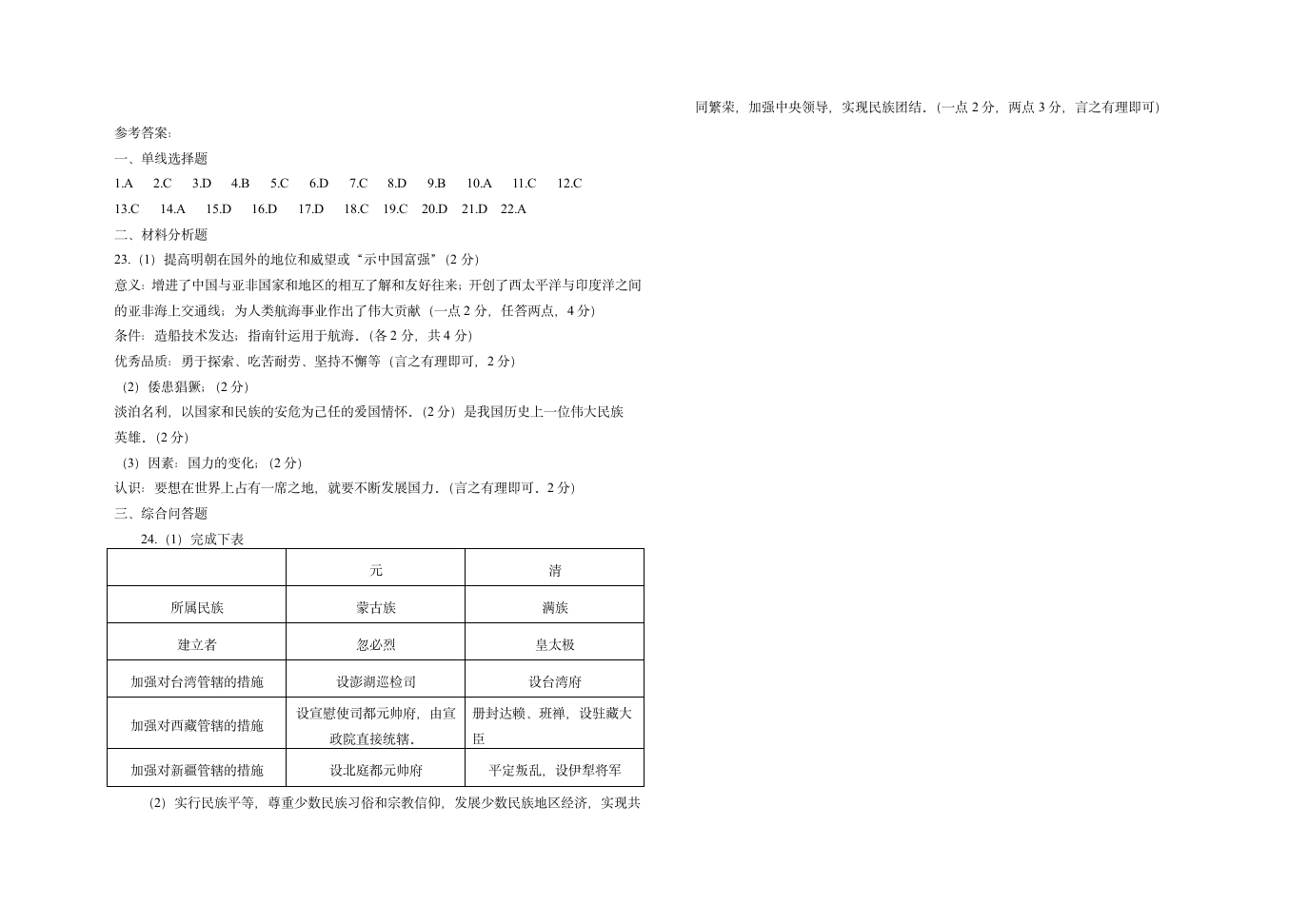 统编版七年级历史下册测试题（1-18课）（含答案）.doc第3页