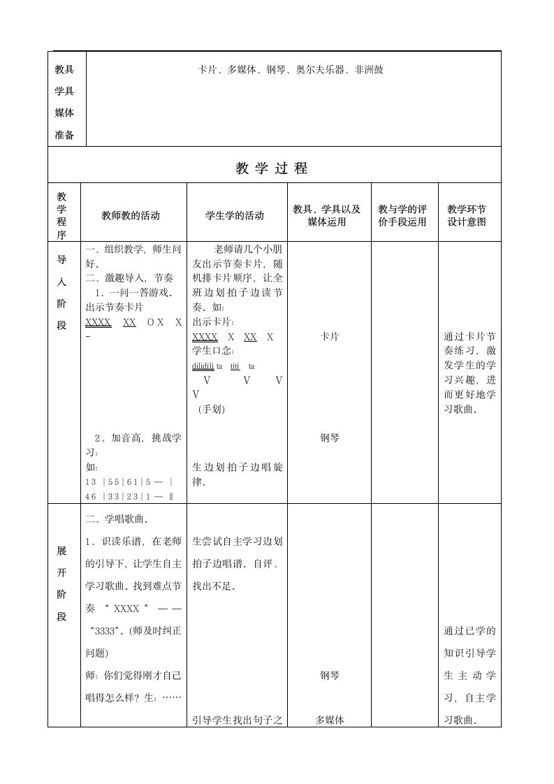 花城版 一年级下册音乐 第7课 歌曲《 小毛驴 》｜教案（表格式）.doc第2页