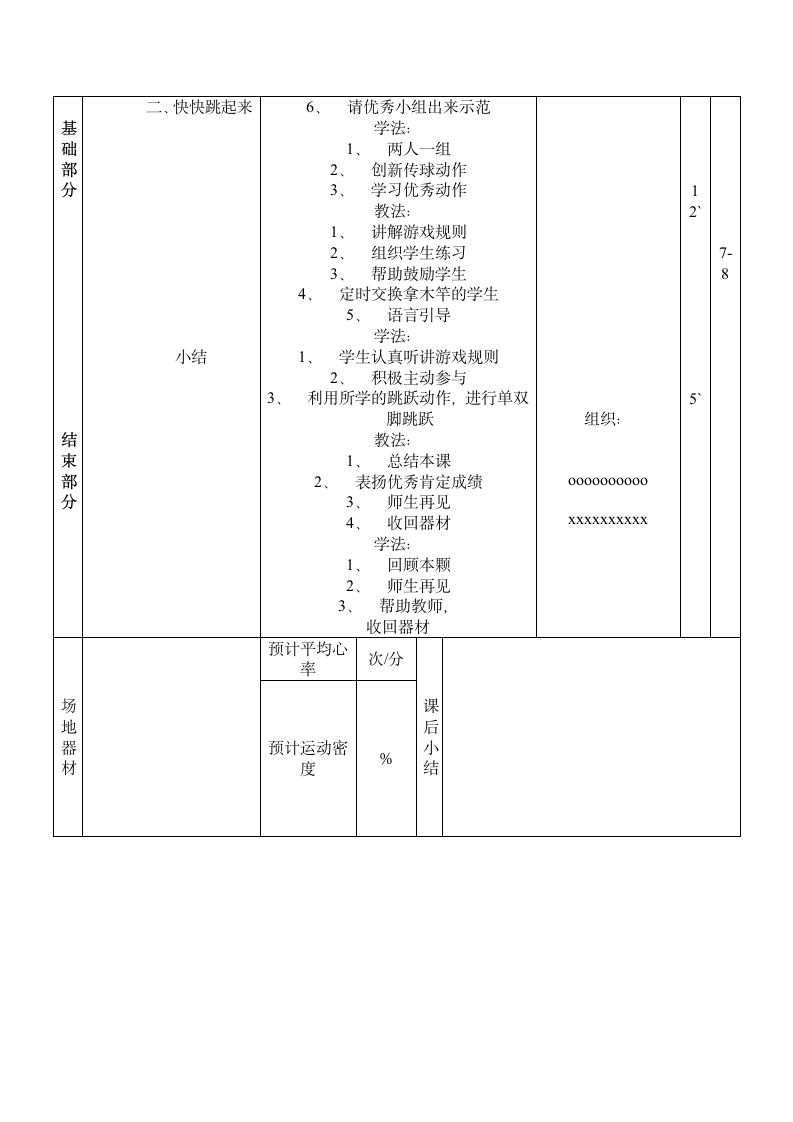 四年级下体育 传球游戏 教案 全国通用.doc第2页