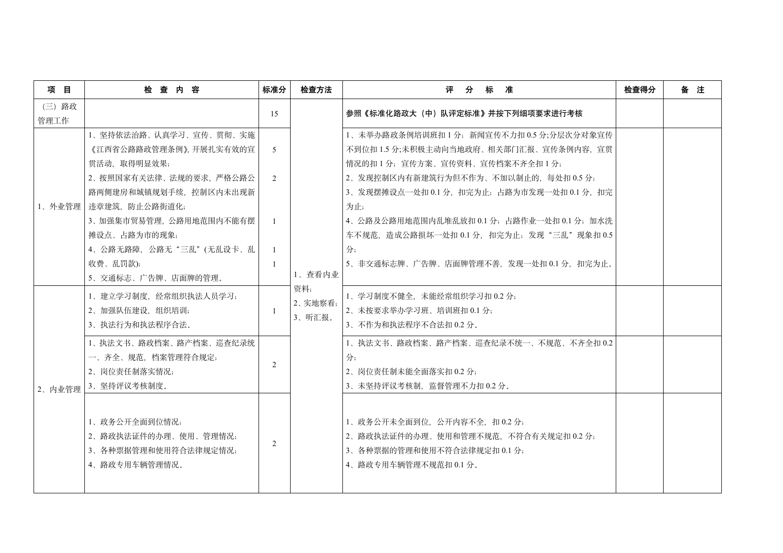 全 省 公 路 工 作 检 查 考 核 评 分 标 准(设区市公路第2页