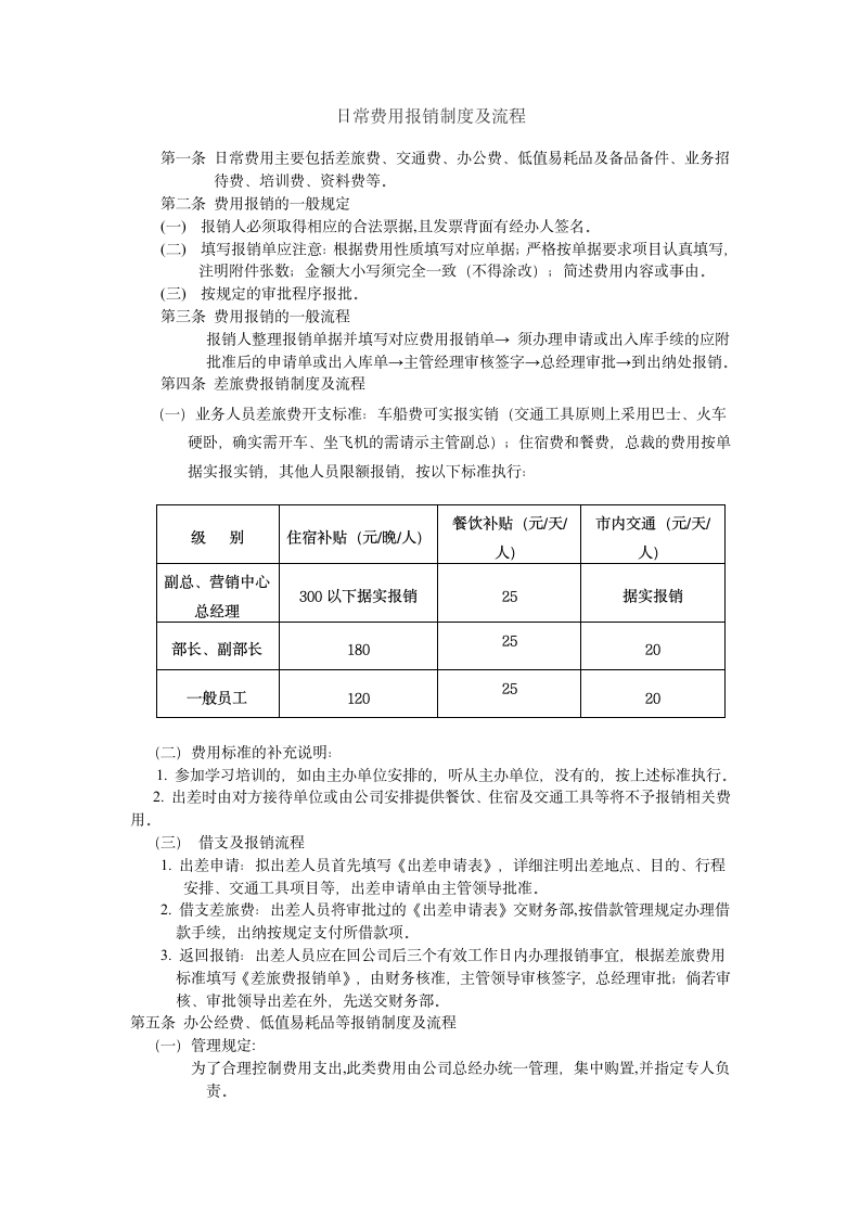 日常费用报销制度及流程.doc第1页