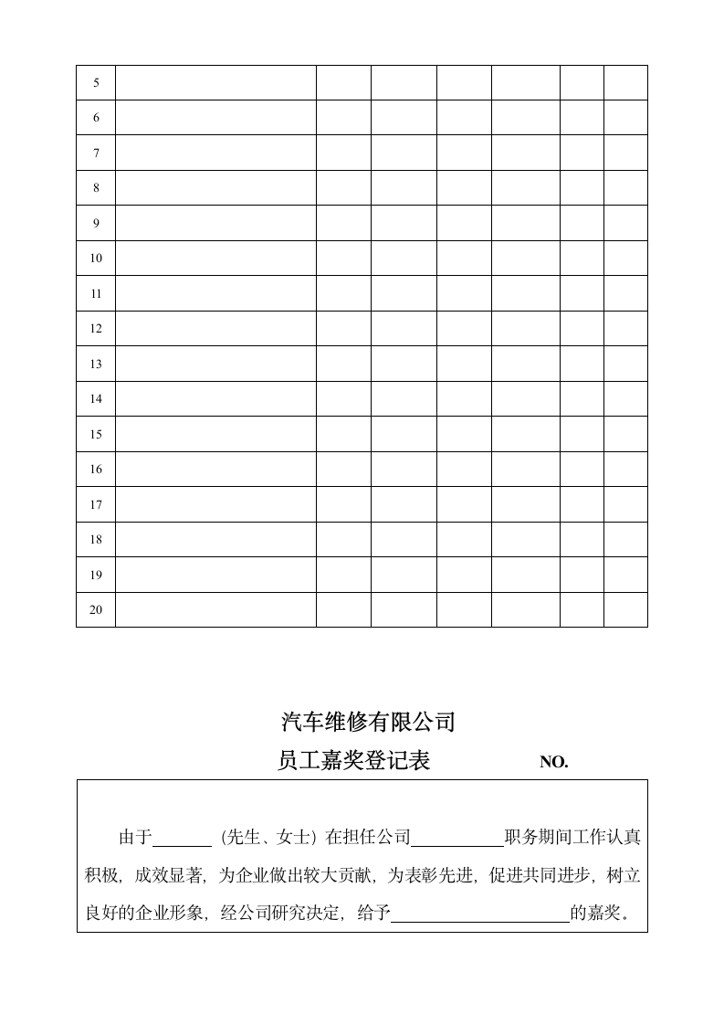 汽车维修店－汽修管理制度表格大全.doc第12页