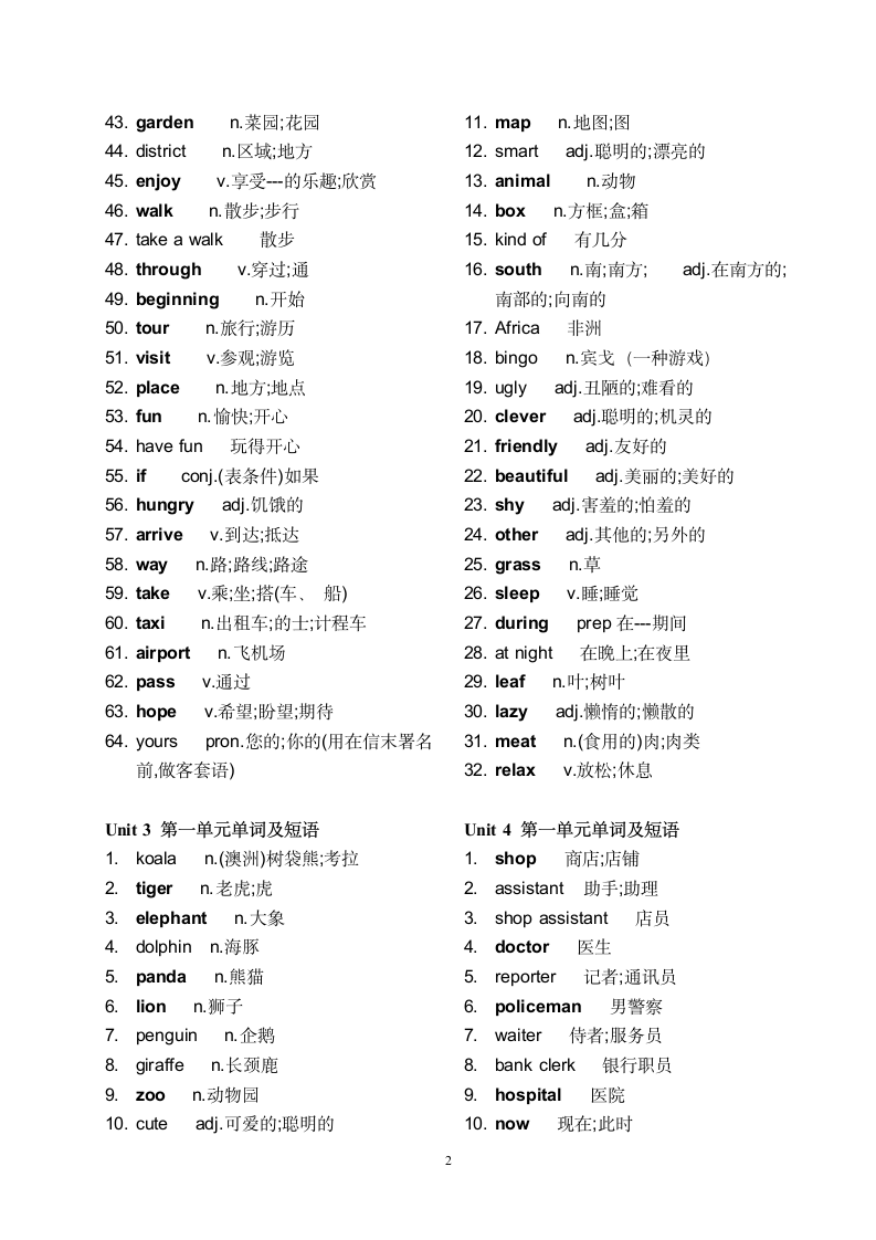 初一（七年级）下册英语单词表.doc第2页