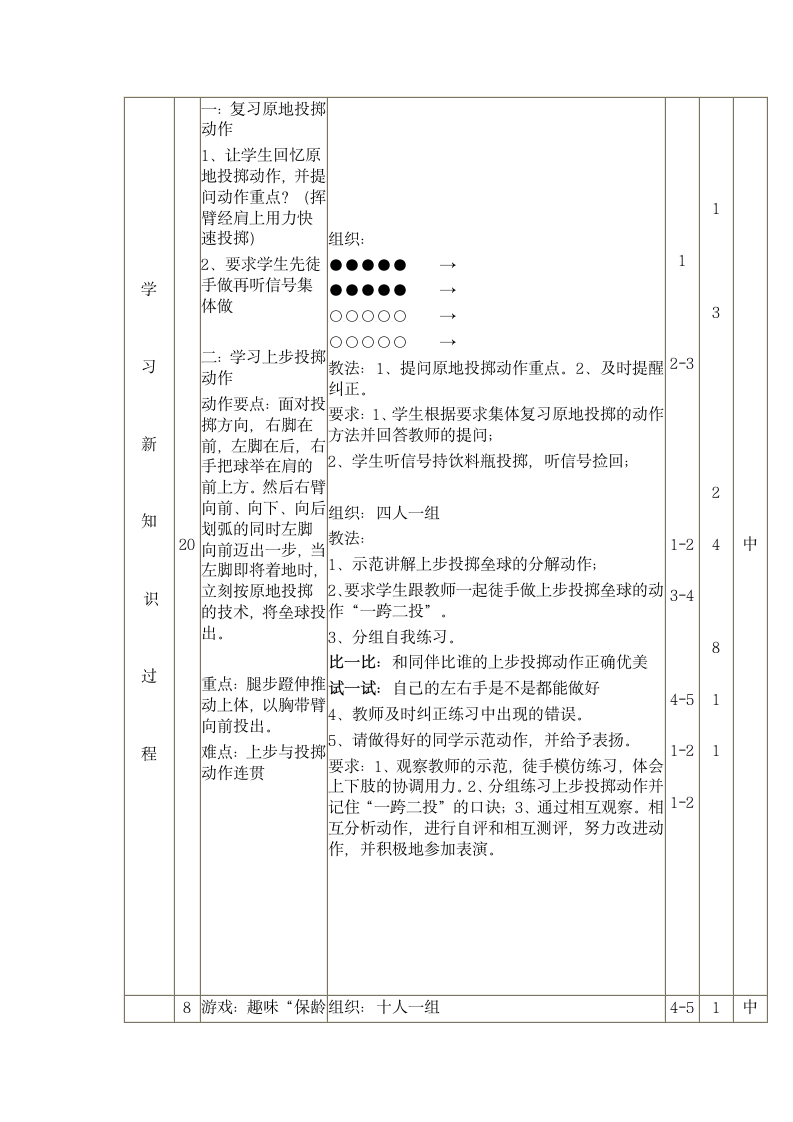 四年级体育  上步投掷垒球 教案 全国通用.doc第2页