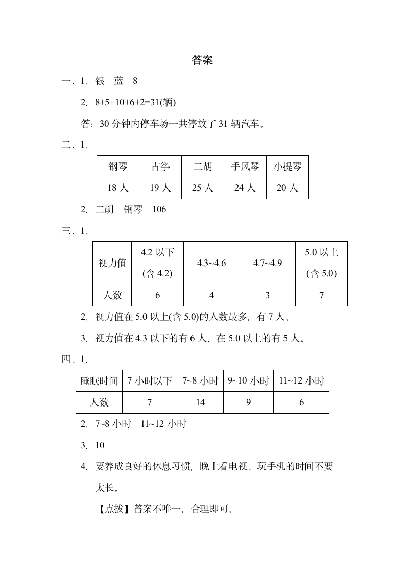 苏教版三年级下册数学 第九单元 数据的收集和整理(二) 测试卷（含答案）.doc第8页