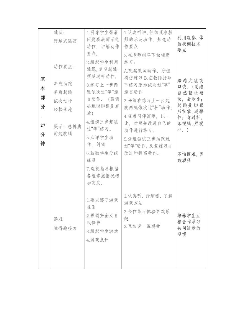 体育与健康四年级 跨越式跳高 教案.doc第3页