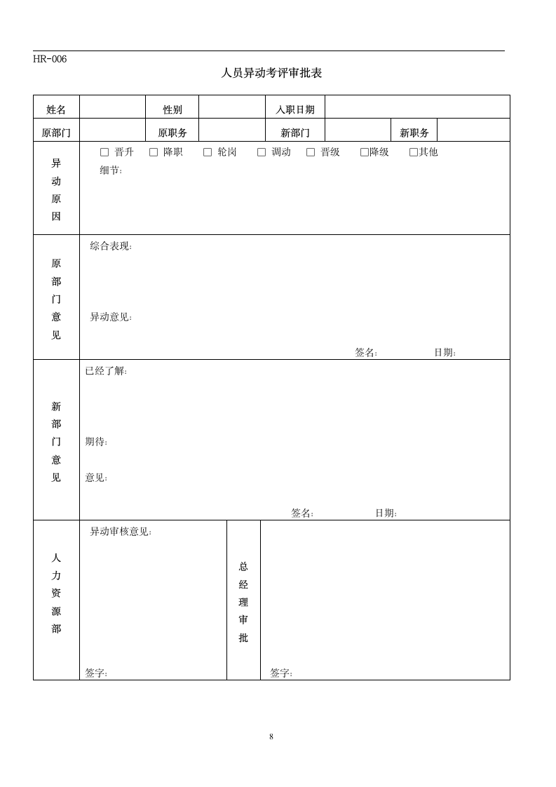 人力资源常用员工面试入职离职及培训表格.docx第8页