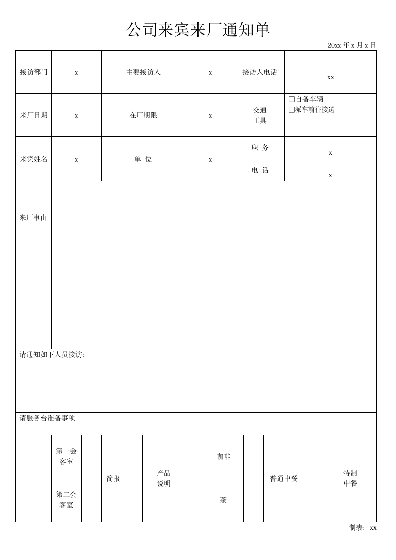 公司来宾来厂通知单.docx第1页