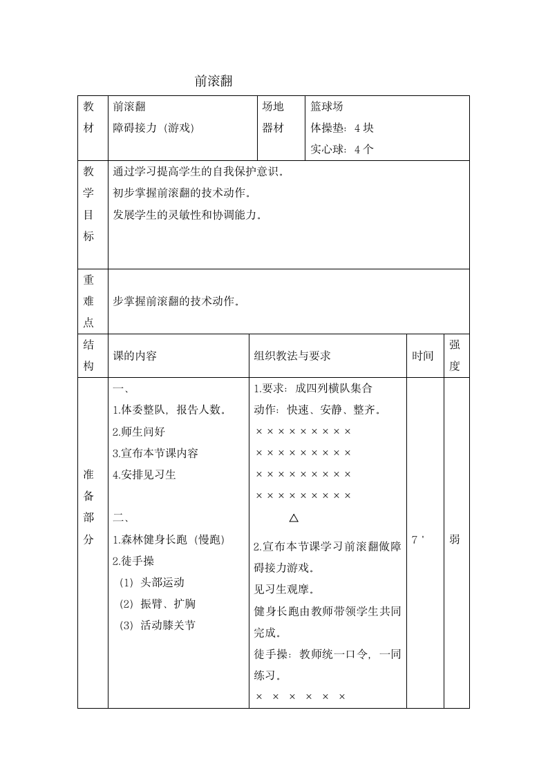 六年级体育教案-前滚翻 全国通用.doc第1页