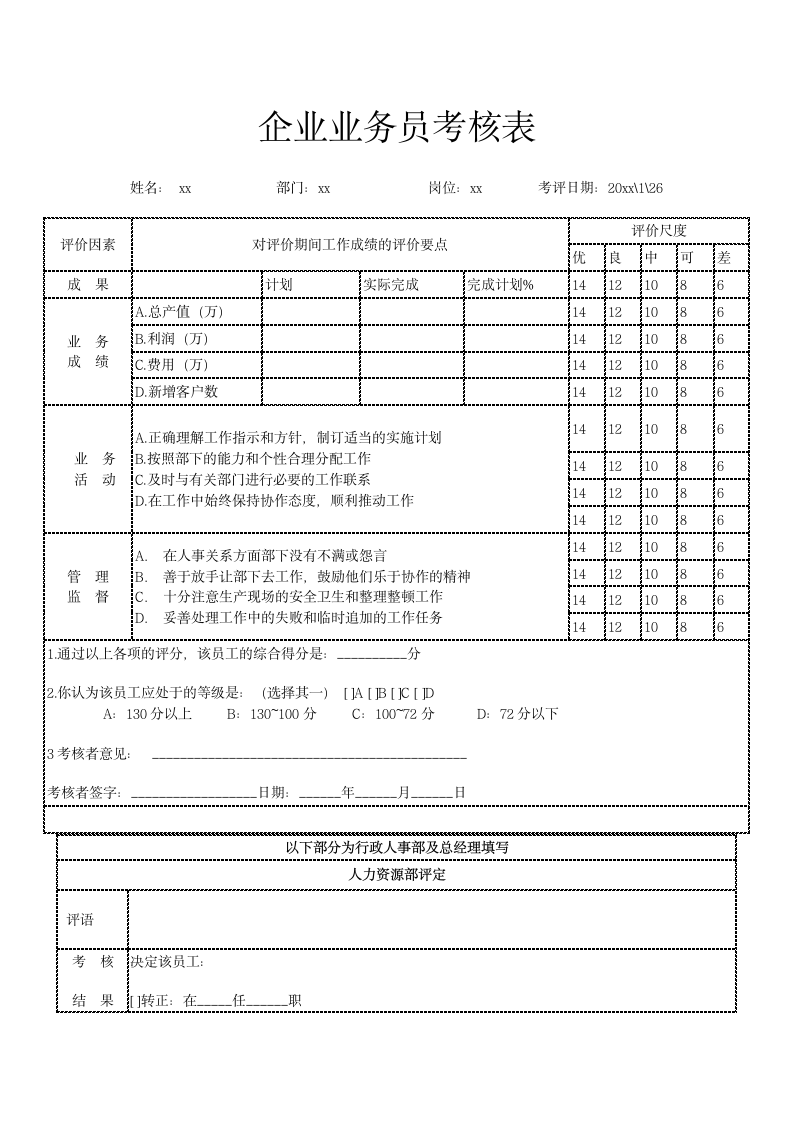 企业业务员考核表.docx第1页