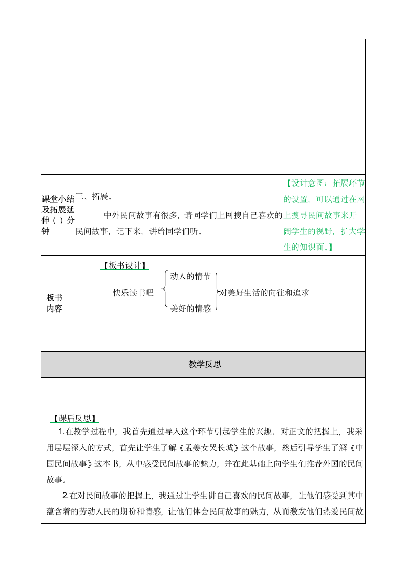 部编版五年级上册第三单元 快乐读书吧 表格式教案+备课素材+教学反思.doc第3页