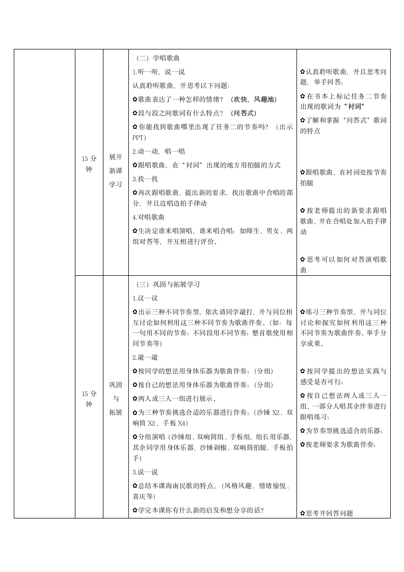 花城版 二年级下册 音乐 第1课 歌曲《猜花》教案（表格式）.doc第2页
