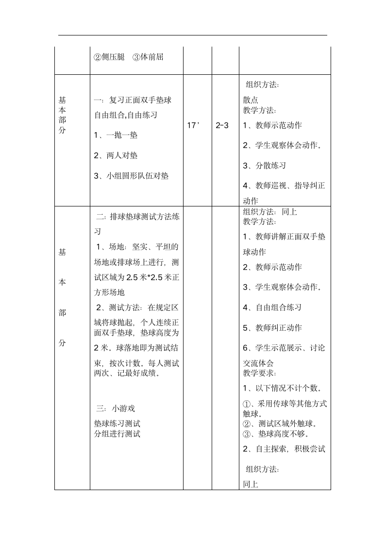 六年级体育《正面双手垫球》教学设计.doc第2页