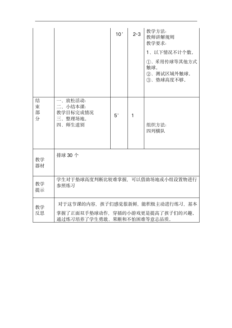 六年级体育《正面双手垫球》教学设计.doc第3页